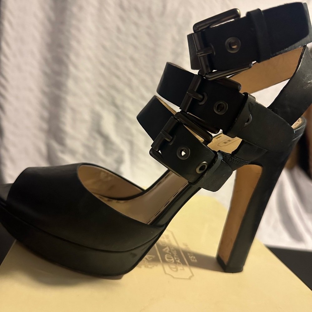 Coach black beautiful strappy heels